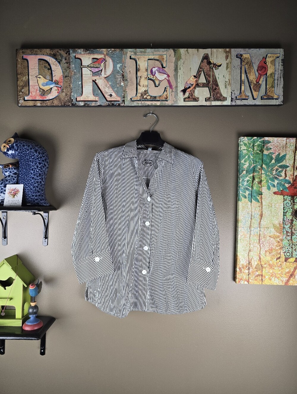 Foxcroft Pinstripe Button Down Shirt 14